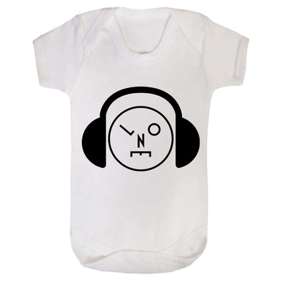 Headphones Logo Black Short Sleeve Babygrow-lnoearth